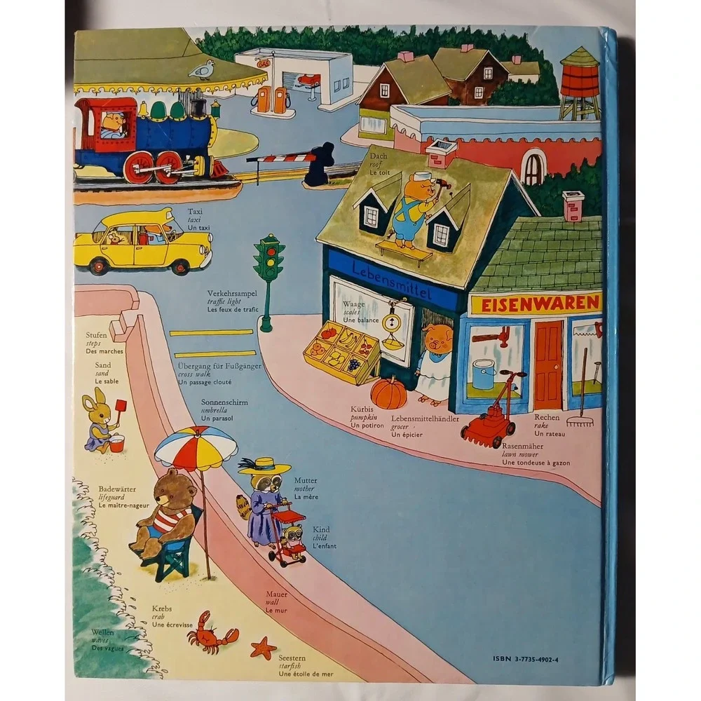 1975 RICHARD SCARRY DICTIONARY (English,‎ German,French) Worterbuch Vtg Rare